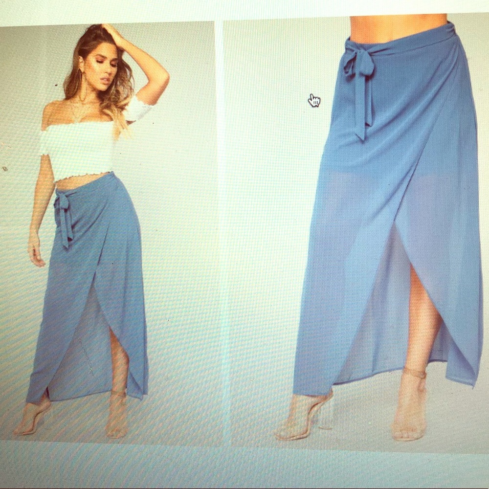 NWT Wrap Up Summer Blue Maxi Skirt
